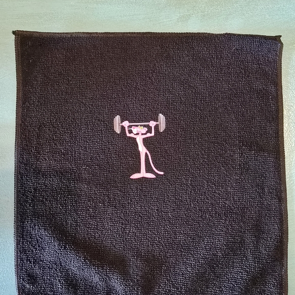 Black Towel with Pink Panther Design - Picture 1 of 2